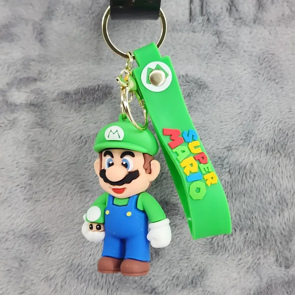 *NEW* Mario! Super Mario 3D Figure Keychain & Strap PVC/Silicone Green Mushroom